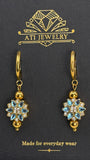 The Love Bloom Earrings in 18K Gold Finish with Sky Blue Zirconia