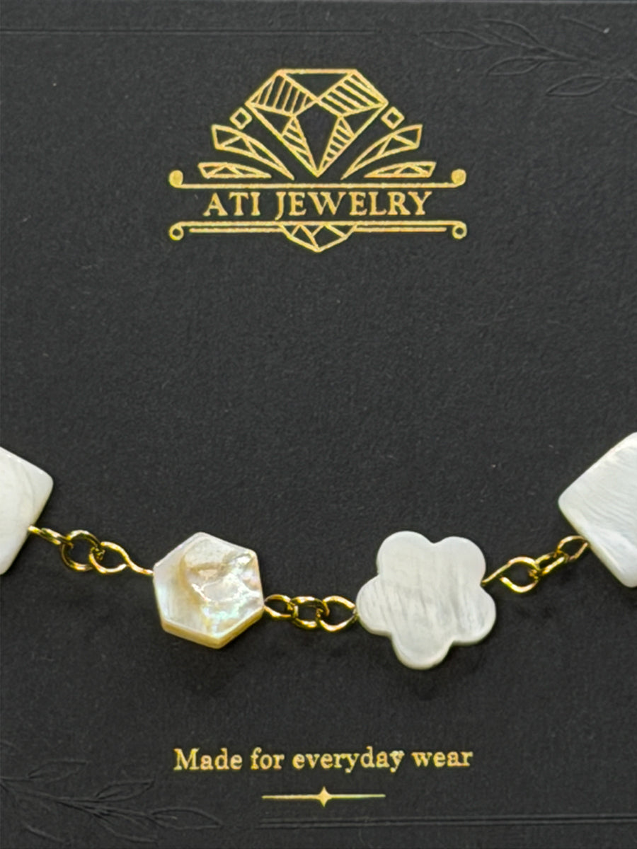 The Nacre Mosaic Bracelet with natural mother-of-pearl details by ATI JEWELRY