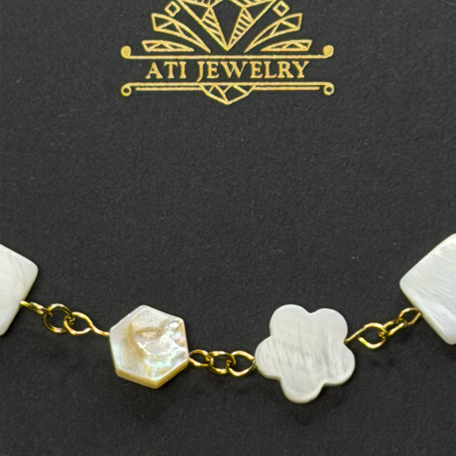 The Nacre Mosaic Bracelet with natural mother-of-pearl details by ATI JEWELRY
