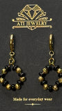 The Vintage Link Earrings with black beads and 18K Gold Finish by ATI Jewelry