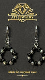 The Vintage Link Earrings with black beads and Polished Stainless Steel by ATI Jewelry