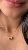 18K Gold Finish Crystal Barrel Necklace worn on model